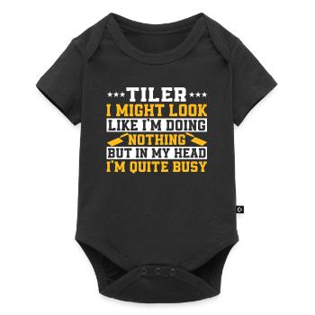Drôle de carreleur dicton - Body à manches courtes Premium Bébé - noir - Devant