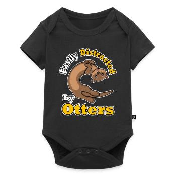 Distrait par les loutres, animal ironique de la - Body à manches courtes Premium Bébé - noir - Devant