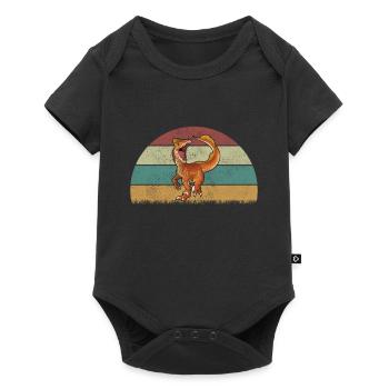 Deinonychus Dinosaurier Kinder Dino Geschenk - Baby Premium Kurzarmbody - Schwarz - Vorne