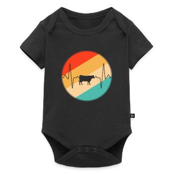Cow Beef Retro Heartbeat - Baby Premium short-sleeve bodysuit - black - Front