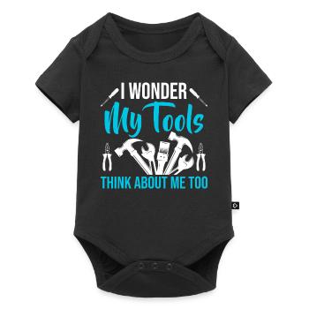 Je me demande si mes outils pensent à moi - Body à manches courtes Premium Bébé - noir - Devant