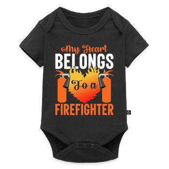 My heart belongs to a firefighter - Baby Premium short-sleeve bodysuit - black - Front
