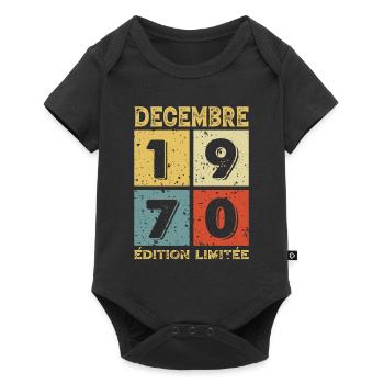 Anniversaire Vintage Idée Cadeau Décembre 1970 - Body à manches courtes Premium Bébé - noir - Devant