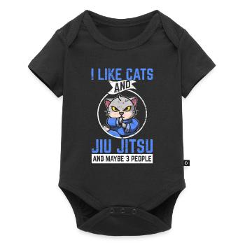 J’aime les chats et le jiu jitsu et peut-être 3 personnes brésiliennes - Body à manches courtes Premium Bébé - noir - Devant