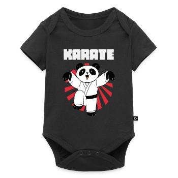 Karate Panda - Karate Japan Kämpfen - Baby Premium Kurzarmbody - Schwarz - Vorne