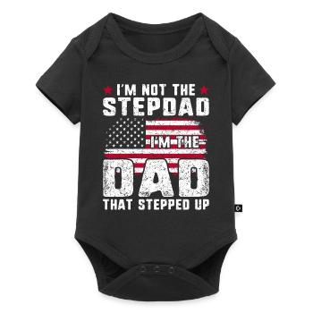 Dad That Stepped Up Stepdad USA Flag Stepfather - Baby Premium short-sleeve bodysuit - black - Front