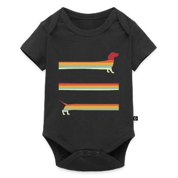 Teckel rétro extra long - Body à manches courtes Premium Bébé - noir - Devant