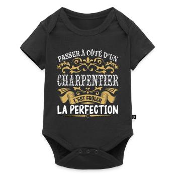 Le Meilleur Charpentier | Charpentier à la perfect - Body à manches courtes Premium Bébé - noir - Devant