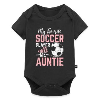 Mon joueur de football préféré m’appelle Auntie Soccer A - Body à manches courtes Premium Bébé - noir - Devant