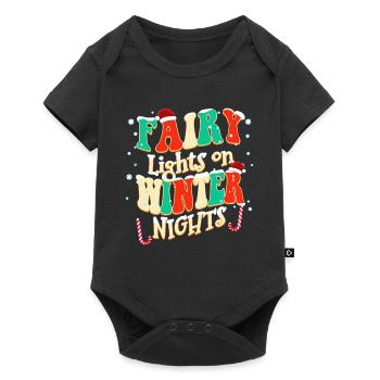 Lichterketten in Winternächten Weihnachten - Baby Premium Kurzarmbody - Schwarz - Vorne
