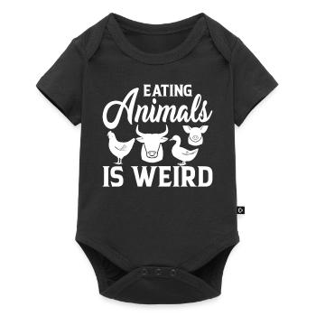 Tiere Zu Essen Ist Komisch - Lustiges Vegan - Baby Premium Kurzarmbody - Schwarz - Vorne