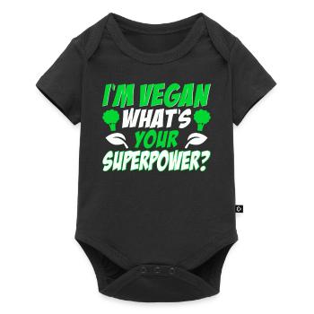 I'm vegan, what's your superpower? Vegan - Baby Premium short-sleeve bodysuit - black - Front
