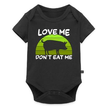 Aimez-moi ne me mangez pas - dicton végétalien - Body à manches courtes Premium Bébé - noir - Devant