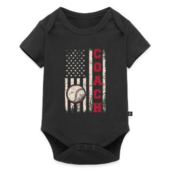 Entraîneur de baseball Entraîneur Drapeau américain Baseball Tra - Body à manches courtes Premium Bébé - noir - Devant