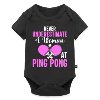 Ne sous-estimez jamais une femme au tennis de table - Body à manches courtes Premium Bébé - noir - Devant