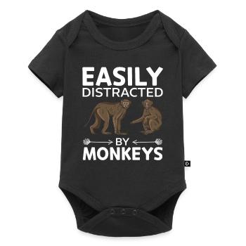 Easily Distracted By Monkeys - Orangutan Monkey Lo - Baby Premium Kurzarmbody - Schwarz - Vorne