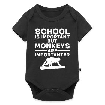 Monkey - School is important but monkeys are impor - Baby Premium Kurzarmbody - Schwarz - Vorne