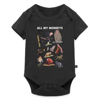 Chimpanzee Orangutan Monkey Lover - All My Monkeys - Baby Premium Kurzarmbody - Schwarz - Vorne