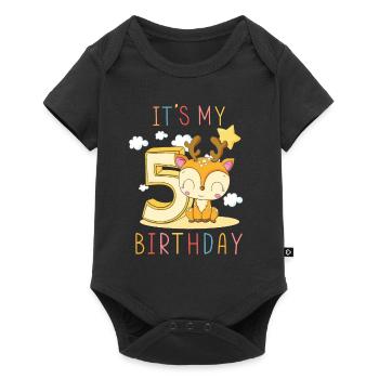 Enfants Anniversaire Garçons Filles 5 ans Fawn - Body à manches courtes Premium Bébé - noir - Devant