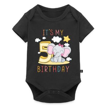 Children Birthday Boys Girls 5 Years Elephant - Baby Premium short-sleeve bodysuit - black - Front