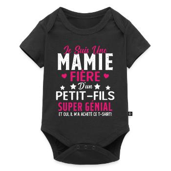 Je Suis Une Mamie Fière D'un Petit Fils Cadeau - Body à manches courtes Premium Bébé - noir - Devant