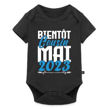 Cadeau Annonce grossesse bientôt Cousin Mai 2023. - Body à manches courtes Premium Bébé - noir - Devant