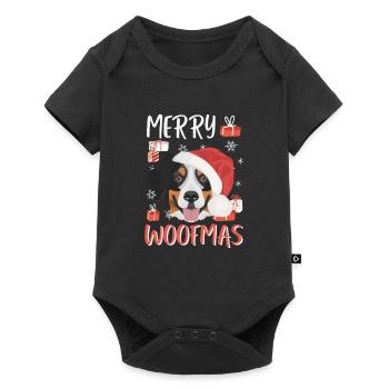 Berner Sennenhund Frohe Weihnachten - Baby Premium Kurzarmbody - Schwarz - Vorne
