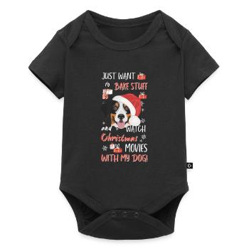 Berner Sennenhund Frohe Weihnachten - Baby Premium Kurzarmbody - Schwarz - Vorne