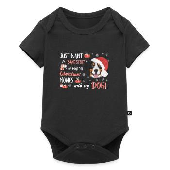 Berner Sennenhund Frohe Weihnachten - Baby Premium Kurzarmbody - Schwarz - Vorne