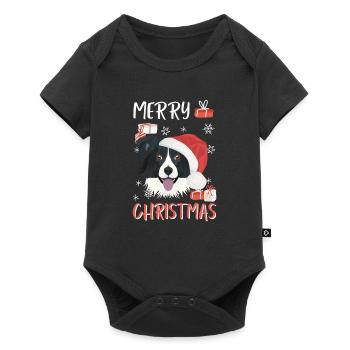 Border Collie Merry Christmas - Baby Premium short-sleeve bodysuit - black - Front