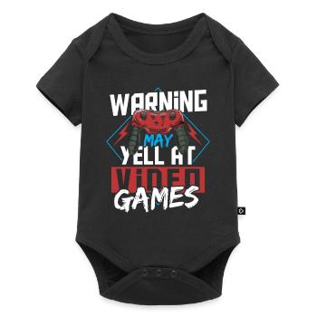 Warning May Yell At Video Games Gamer Gaming - Baby Premium short-sleeve bodysuit - black - Front