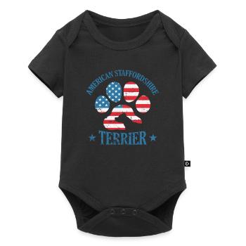 Staffordshire Terrier Paw dans le drapeau des États-Unis - Body à manches courtes Premium Bébé - noir - Devant