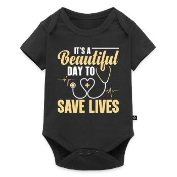 It's a beautiful day to save lives - Baby Premium short-sleeve bodysuit - black - Front