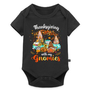 Thanksgiving avec mes amis gnomies joyeux automne - Body à manches courtes Premium Bébé - noir - Devant