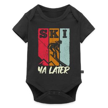 Skier Skifahrer Geschenk Vintage Retro Geschenk fü - Baby Premium Kurzarmbody - Schwarz - Vorne
