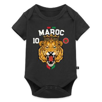 Maroc Lion Drapeau Maillot Football Équipe Sport - Body à manches courtes Premium Bébé - noir - Devant