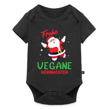 Frohe vegane Weihnachten - Baby Premium Kurzarmbody - Schwarz - Vorne