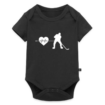 Battement de cœur de hockey sur glace - Body à manches courtes Premium Bébé - noir - Devant