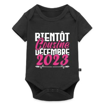 Annonce grossesse. bientôt Cousine Décembre 2023. - Body à manches courtes Premium Bébé - noir - Devant