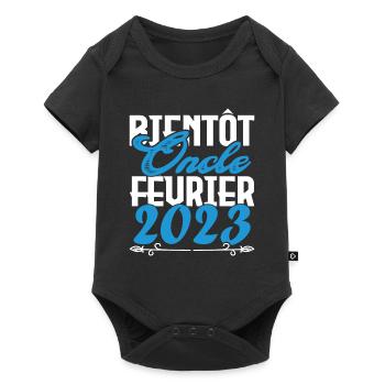 Annonce grossesse. bientôt Oncle Février 2023. - Body à manches courtes Premium Bébé - noir - Devant