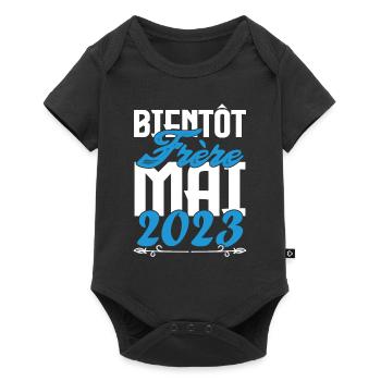 Cadeau Annonce grossesse. bientôt Frère Mai 2023. - Body à manches courtes Premium Bébé - noir - Devant