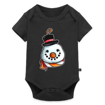Kawaii Xmas Christmas Tree Ball Globe Snowman - Baby Premium Kurzarmbody - Schwarz - Vorne