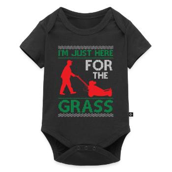 Ugly Christmas Mowing - I'm Just Here For The Gras - Baby Premium short-sleeve bodysuit - black - Front