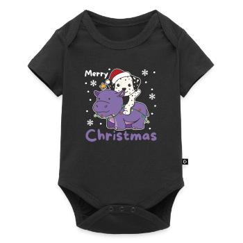 Christmas Hippo Dalmatians Merry Christmas - Baby Premium short-sleeve bodysuit - black - Front