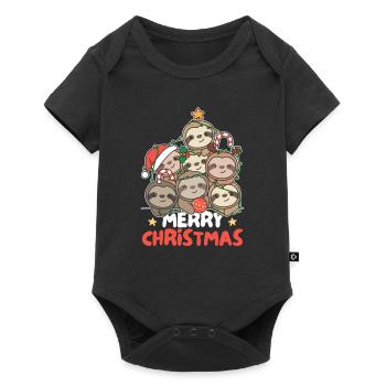 Paresseux arbre de Noël Joyeux Noël - Body à manches courtes Premium Bébé - noir - Devant