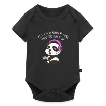 Yes I'm A Gamer Girl Try To Keep Up Gamer Panda - Baby Premium Kurzarmbody - Schwarz - Vorne