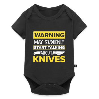 Messerwurfscheibe Geschenk Messerwerfer - Baby Premium Kurzarmbody - Schwarz - Vorne