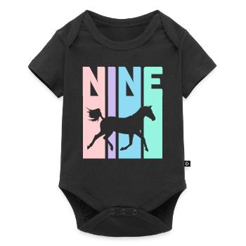 9 ans fille cheval cadeau anniversaire - Body à manches courtes Premium Bébé - noir - Devant