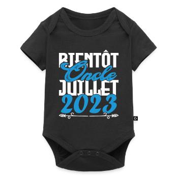 Annonce grossesse. bientôt Oncle Juillet 2023. - Body à manches courtes Premium Bébé - noir - Devant