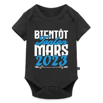 Cadeau Annonce grossesse bientôt Tonton Mars 2023 - Body à manches courtes Premium Bébé - noir - Devant